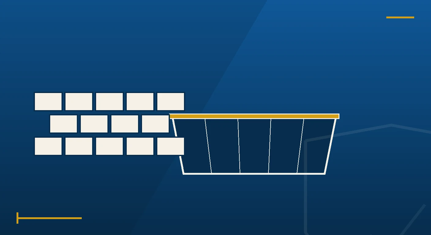 Illustration of a low-side container for concrete and heavy debris