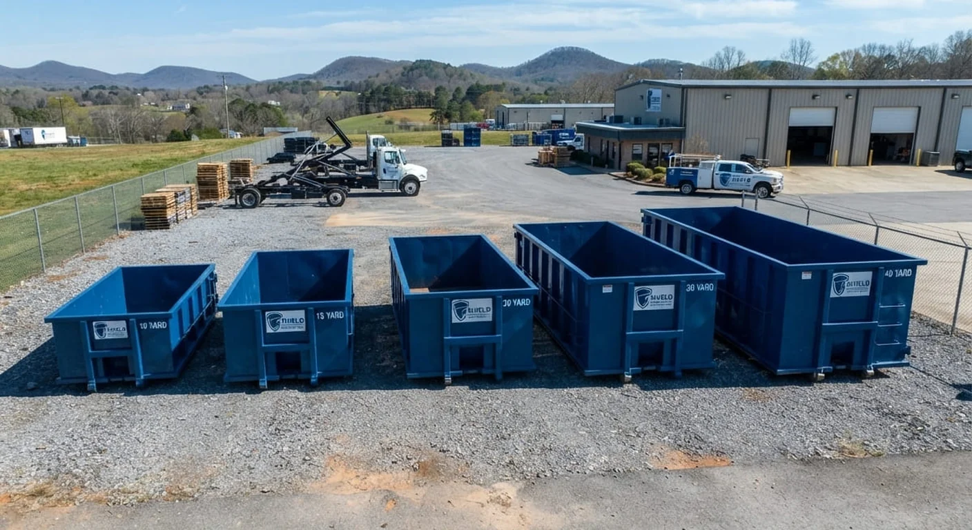 Shield's full lineup of 10, 15, 20, 30 and 40 yard roll-off containers at the yard