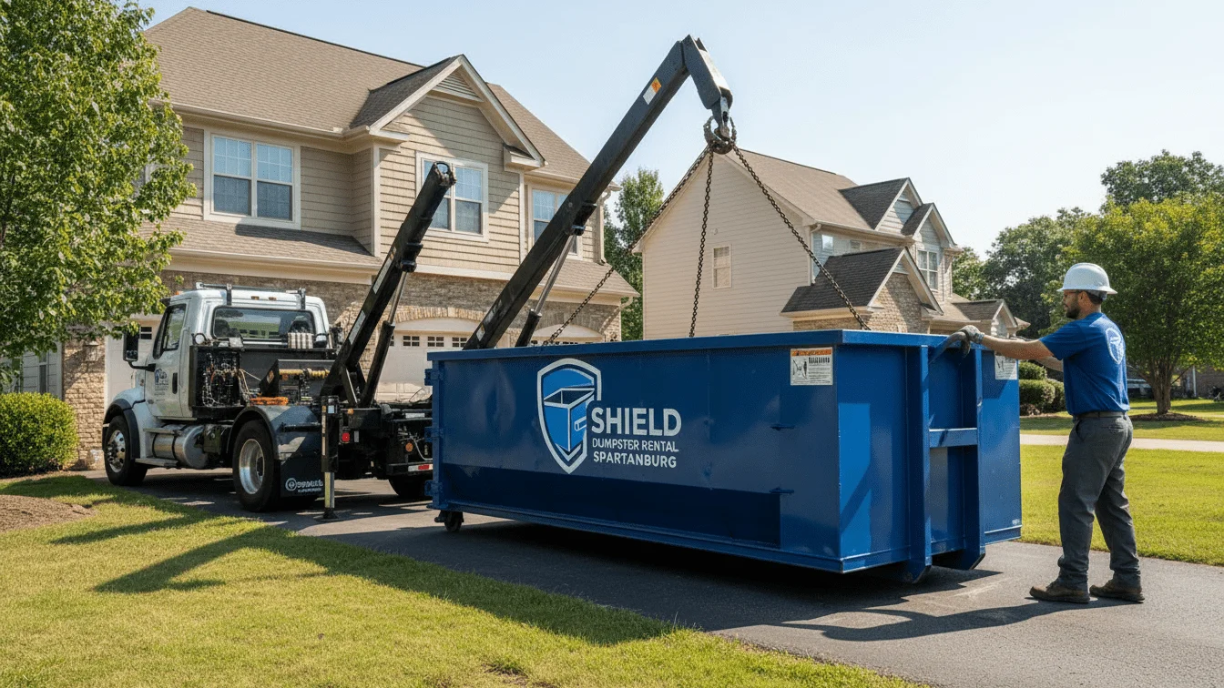 Dumpster Being Dropped